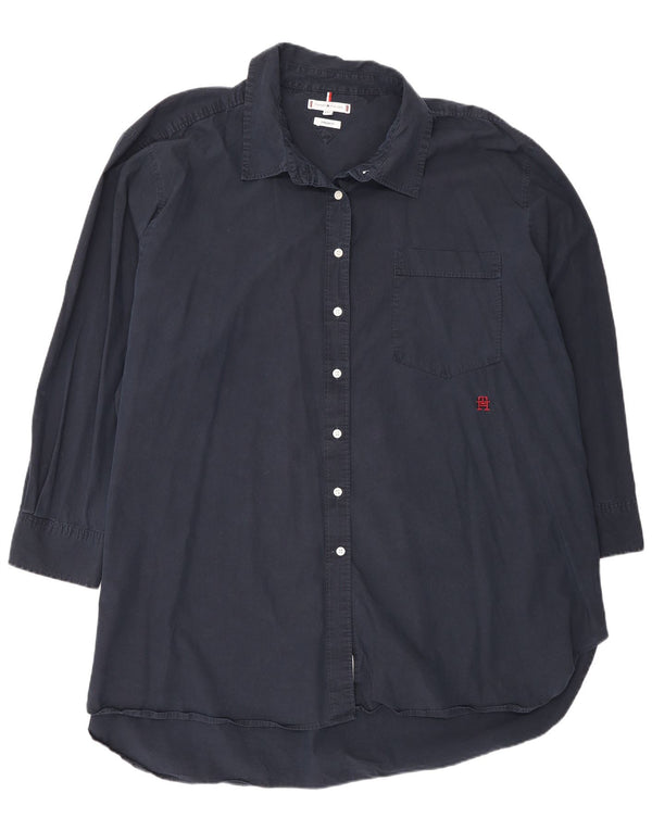 Женское платье-рубашка оверсайз с длинным рукавом Tommy Hilfiger UK 26 5XL Темно-синее