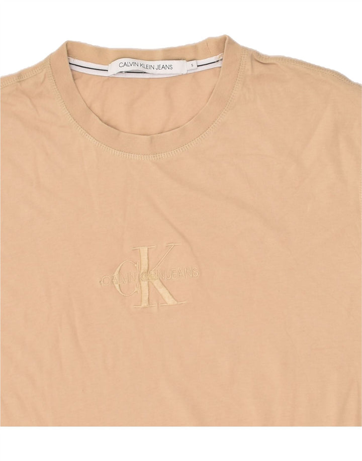 CALVIN KLEIN Mens Graphic T-Shirt Top Small Orange Cotton | Vintage Calvin Klein | Thrift | Second-Hand Calvin Klein | Used Clothing | Messina Hembry 