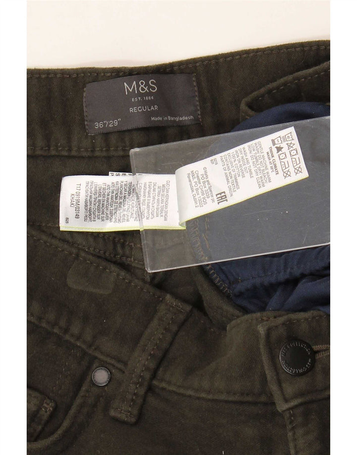 Мужские прямые джинсы Marks & Spencer W36 L29 цвета хаки, хлопок