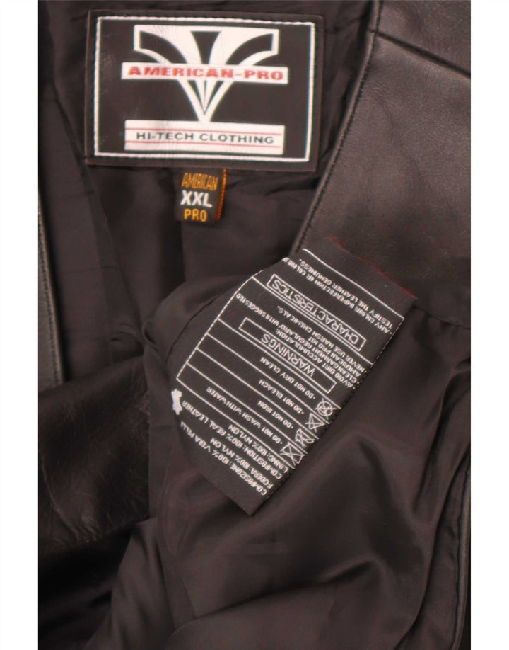 Винтажный мужской кожаный жилет 2XL, черный