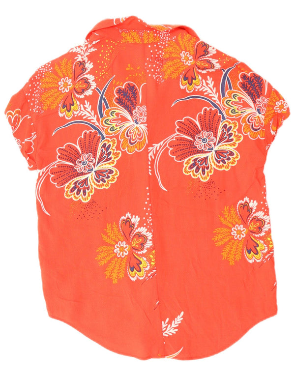 DESIGUAL Женская блузка-рубашка с коротким рукавом с графическим рисунком UK 14 Средний розовый с цветочным принтом