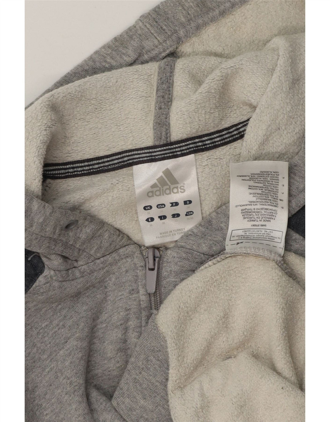 ADIDAS Мужской свитер с капюшоном на молнии, средний серый, хлопок с цветными блоками