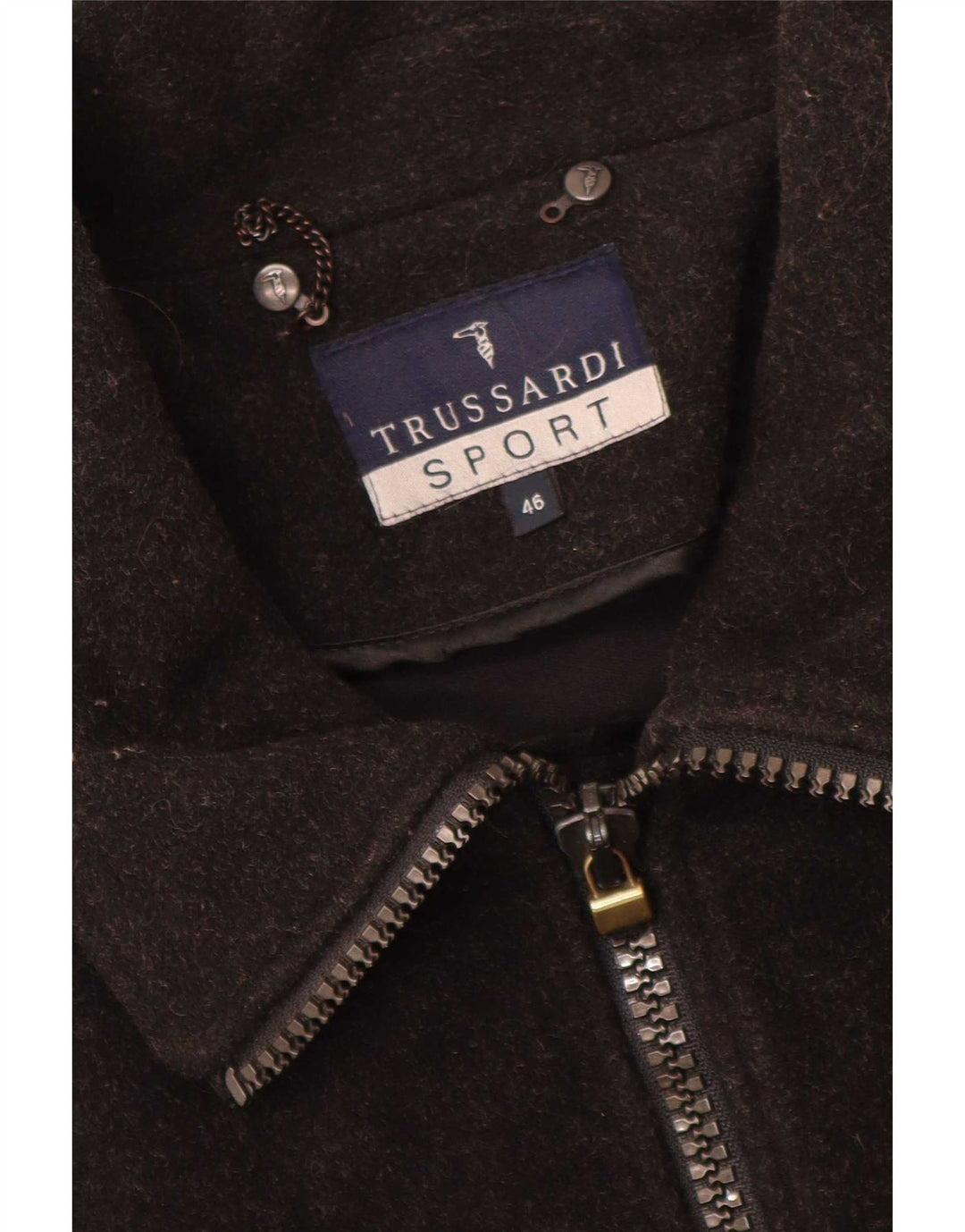 Мужская ветровка свободного покроя Trussardi IT 46, маленькая, черная шерсть
