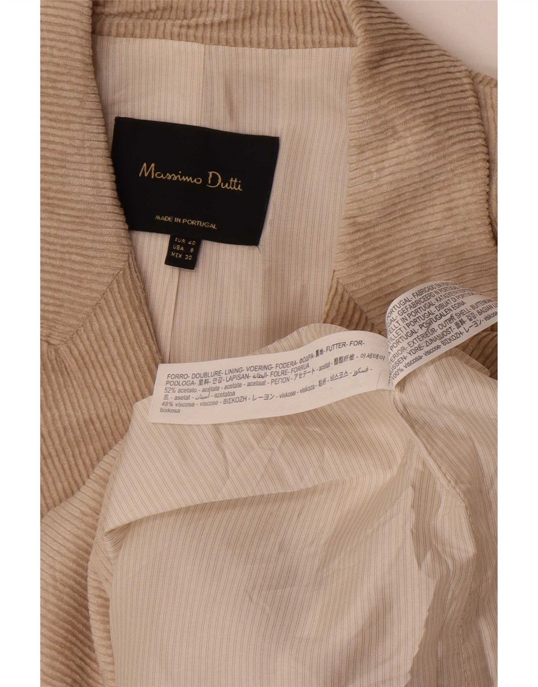 Женский вельветовый пиджак Massimo Dutti EU 40 средний бежевый