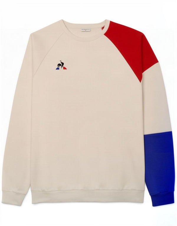 Мужской свитшот Le Coq Sportif, джемпер среднего размера, белый хлопок с цветными блоками