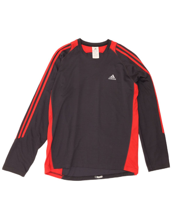 Мужской топ Adidas с длинным рукавом XL, серый полиэстер с цветными блоками