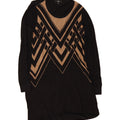 MOSSIMO Womens Longline Crew Neck Jumper Sweater UK 16 Large Black Chevron Vintage Mossimo and Second-Hand Mossimo from Messina Hembry 