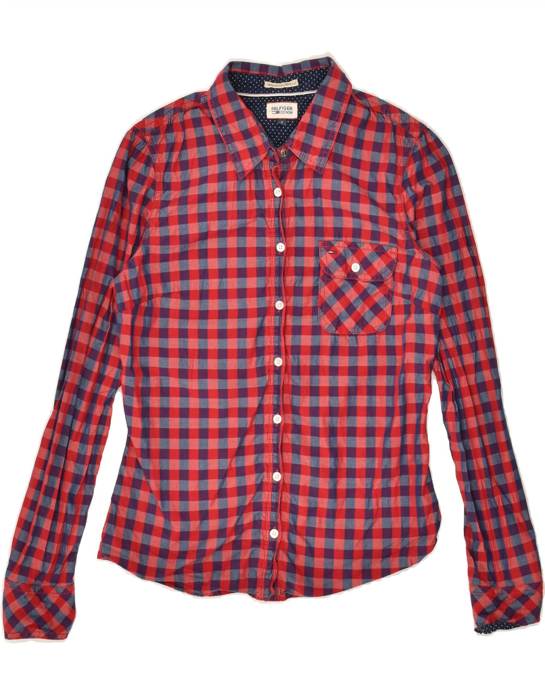 TOMMY HILFIGER Womens Shirt UK 10 Small Red Check | Vintage Tommy Hilfiger | Thrift | Second-Hand Tommy Hilfiger | Used Clothing | Messina Hembry 