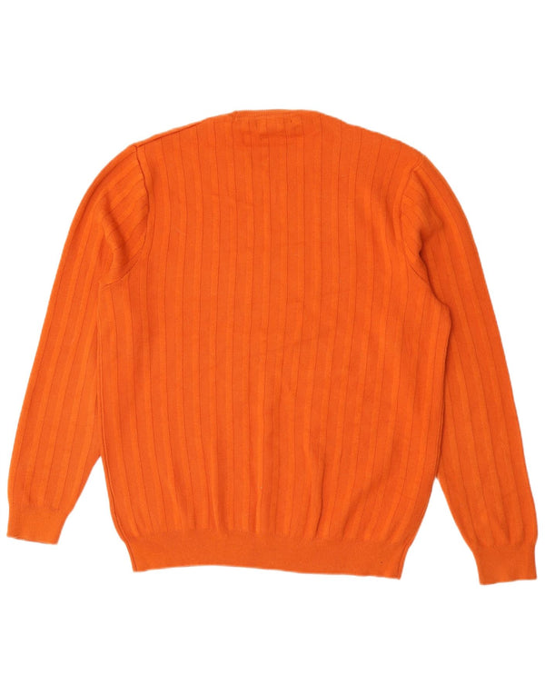 Мужской джемпер с круглым вырезом Marks & Spencer с автографом, большой оранжевый хлопковый свитер