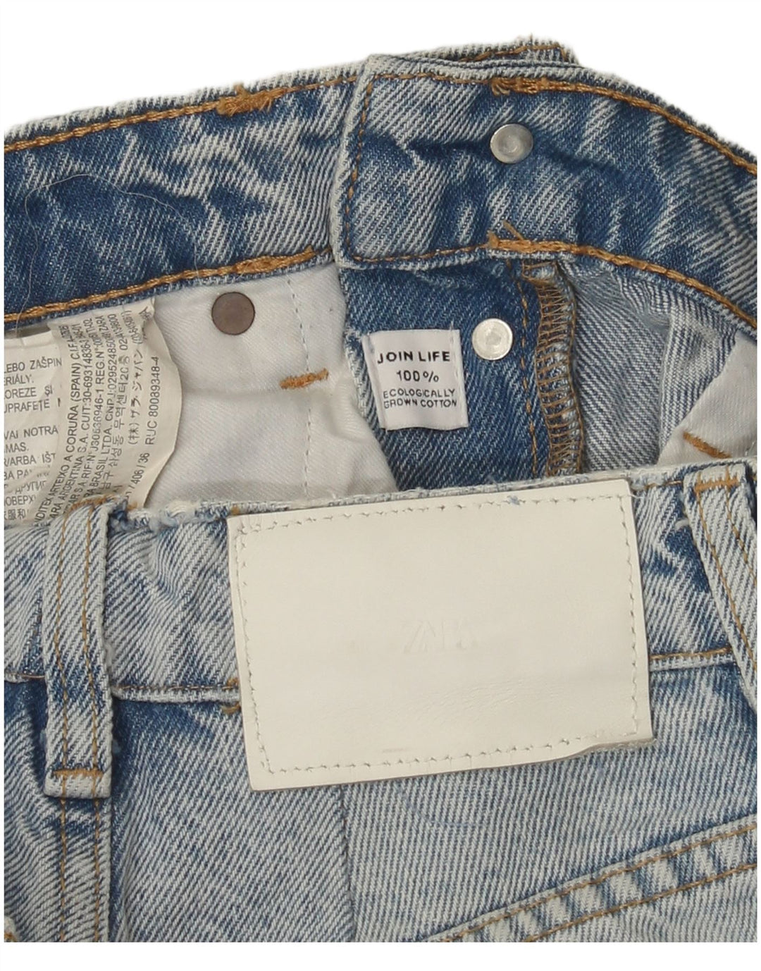 Женские прямые джинсы Zara W24 L24, синие, хлопок