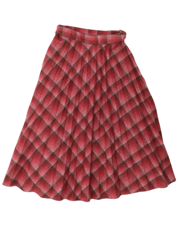 Винтажная женская юбка-трапеция с высокой талией IT 38 XS W24, шерсть в красную клетку