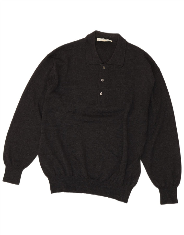 Винтажный мужской свитер с воротником поло IT 54 XL Серый