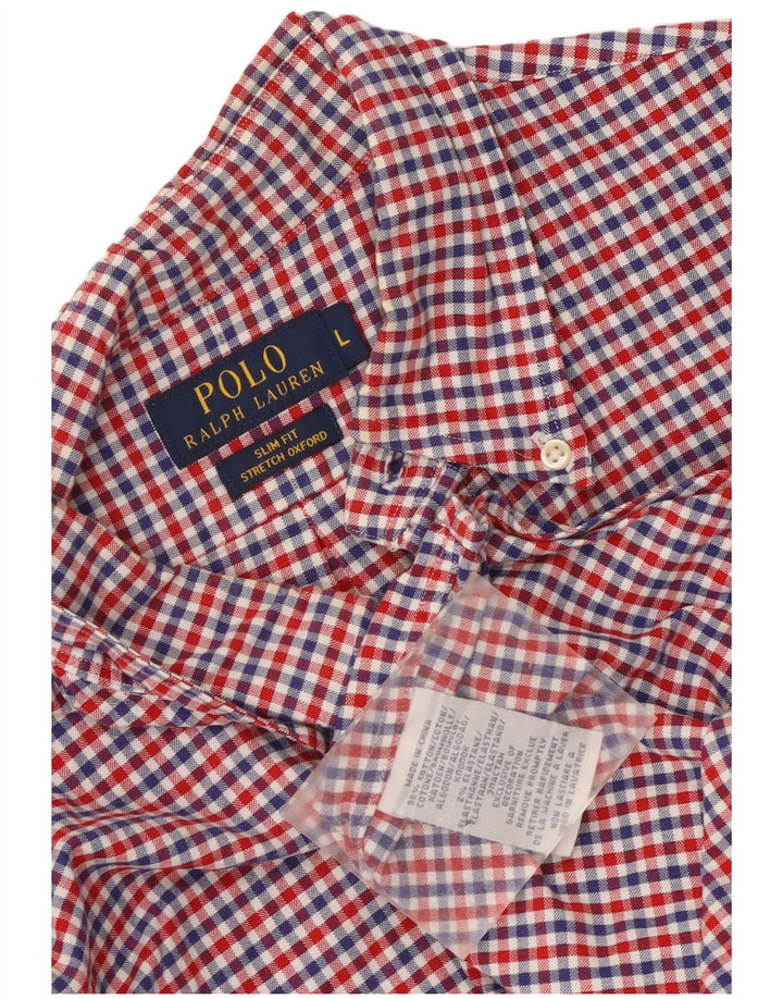 Мужская оксфордская рубашка стрейч Polo Ralph Lauren, большая разноцветная клетка