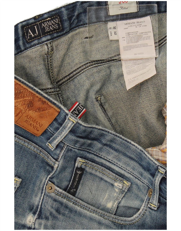 Женские приталенные узкие джинсы Armani W32 L32, синий хлопок