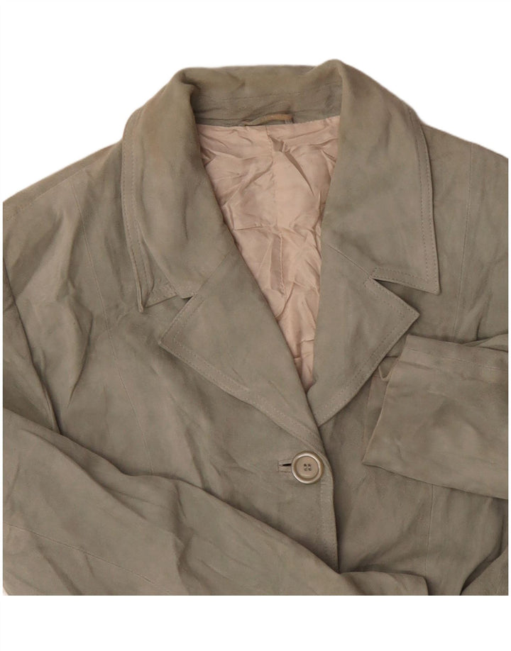 Женский замшевый пиджак Pollini на 3 пуговицах, Великобритания 14, средний зеленый