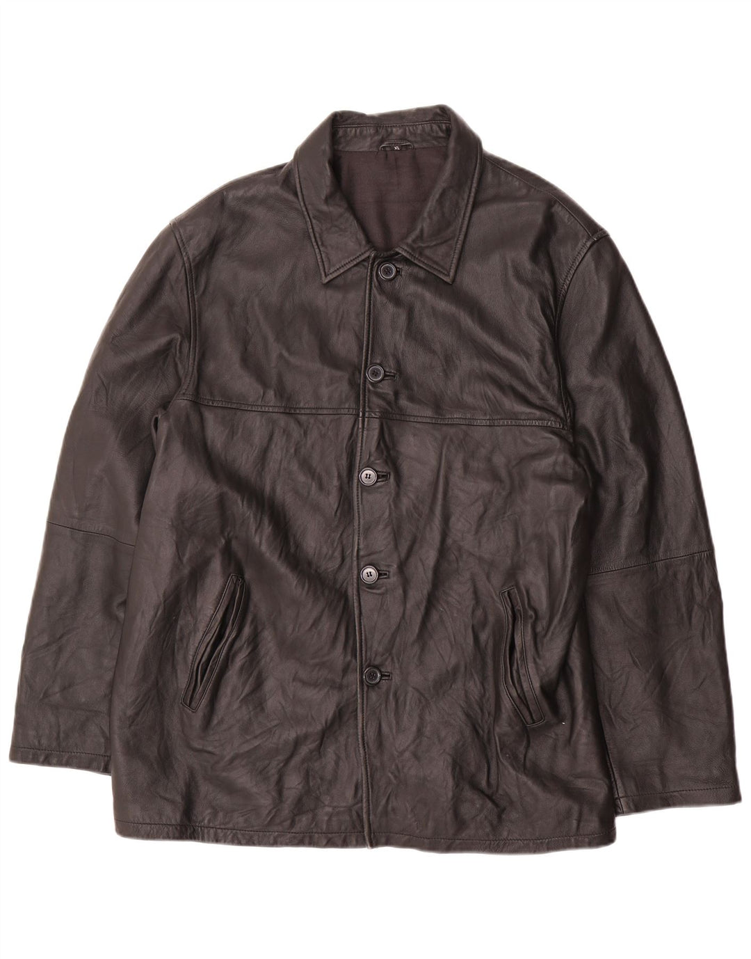 Мужская кожаная куртка VINTAGE UK 42 XL черная кожа