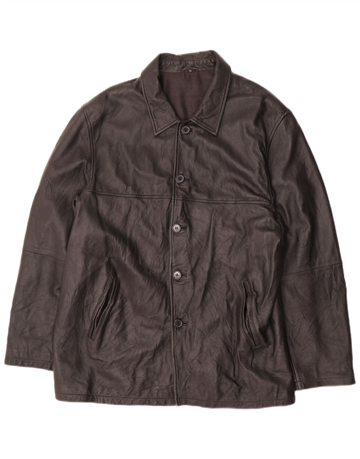 Мужская кожаная куртка VINTAGE UK 42 XL черная кожа