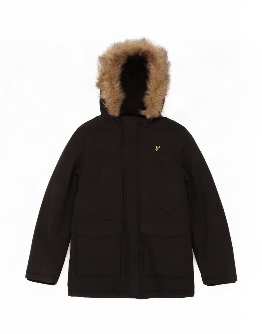 Парка Lyle & Scott для мальчиков с капюшоном, 7–8 лет, черный нейлон