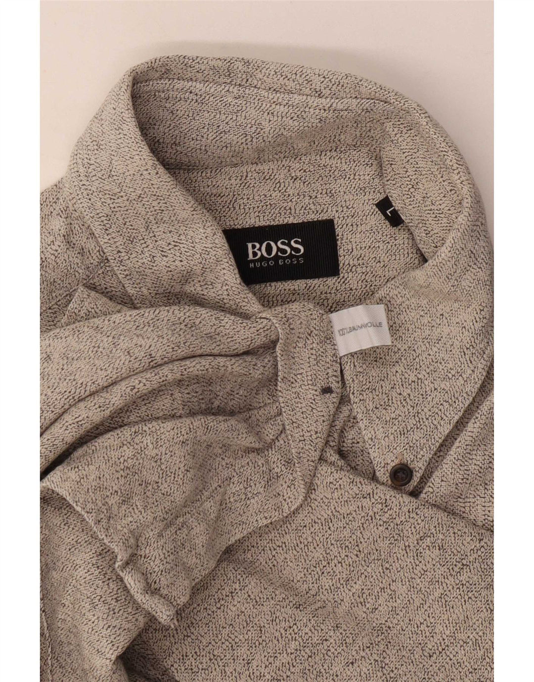 Мужская фланелевая рубашка Hugo Boss, большой серый хлопок с крапинками