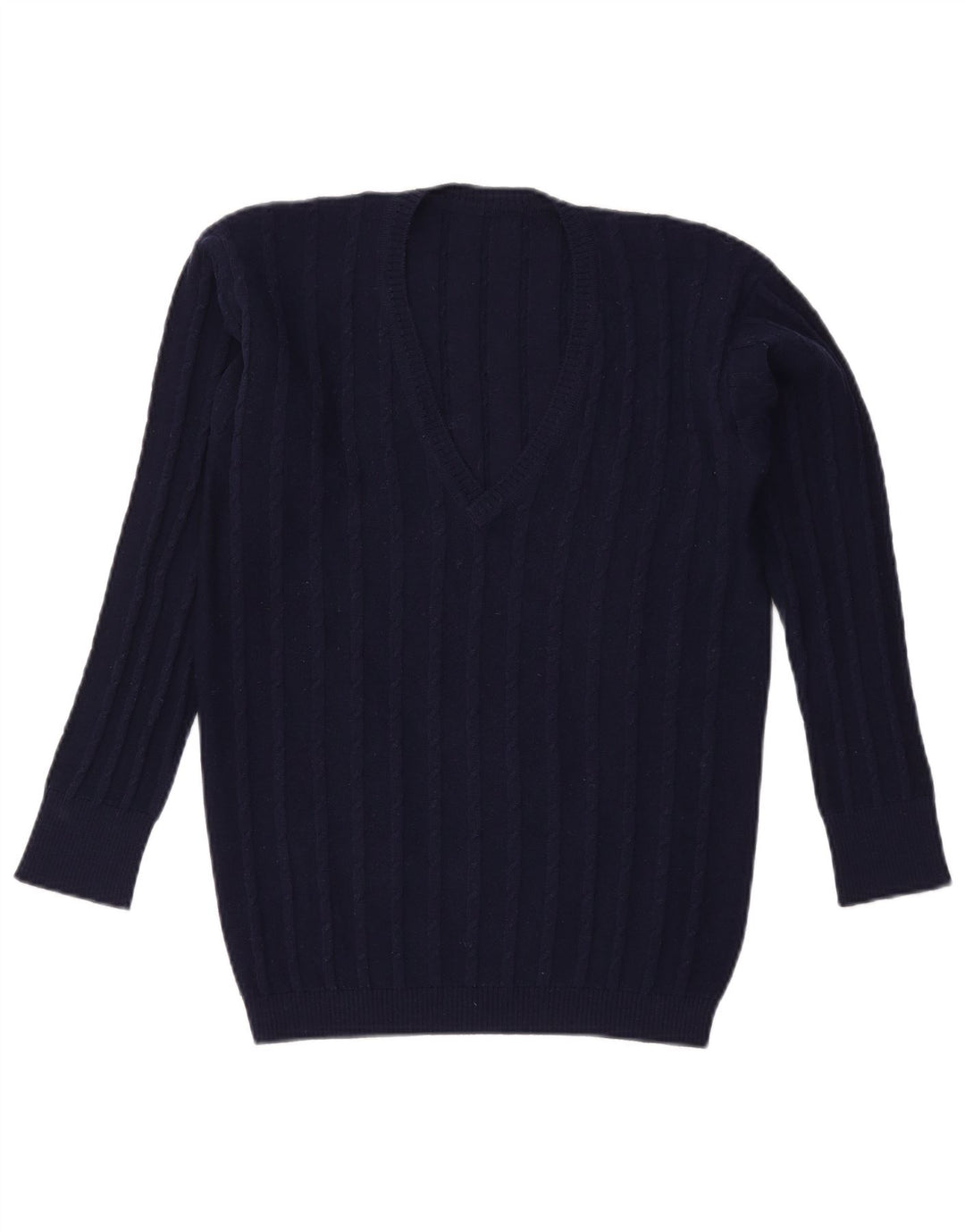 ВИНТАЖНЫЙ женский джемпер с v-образным вырезом, Великобритания 16, большой темно-синий