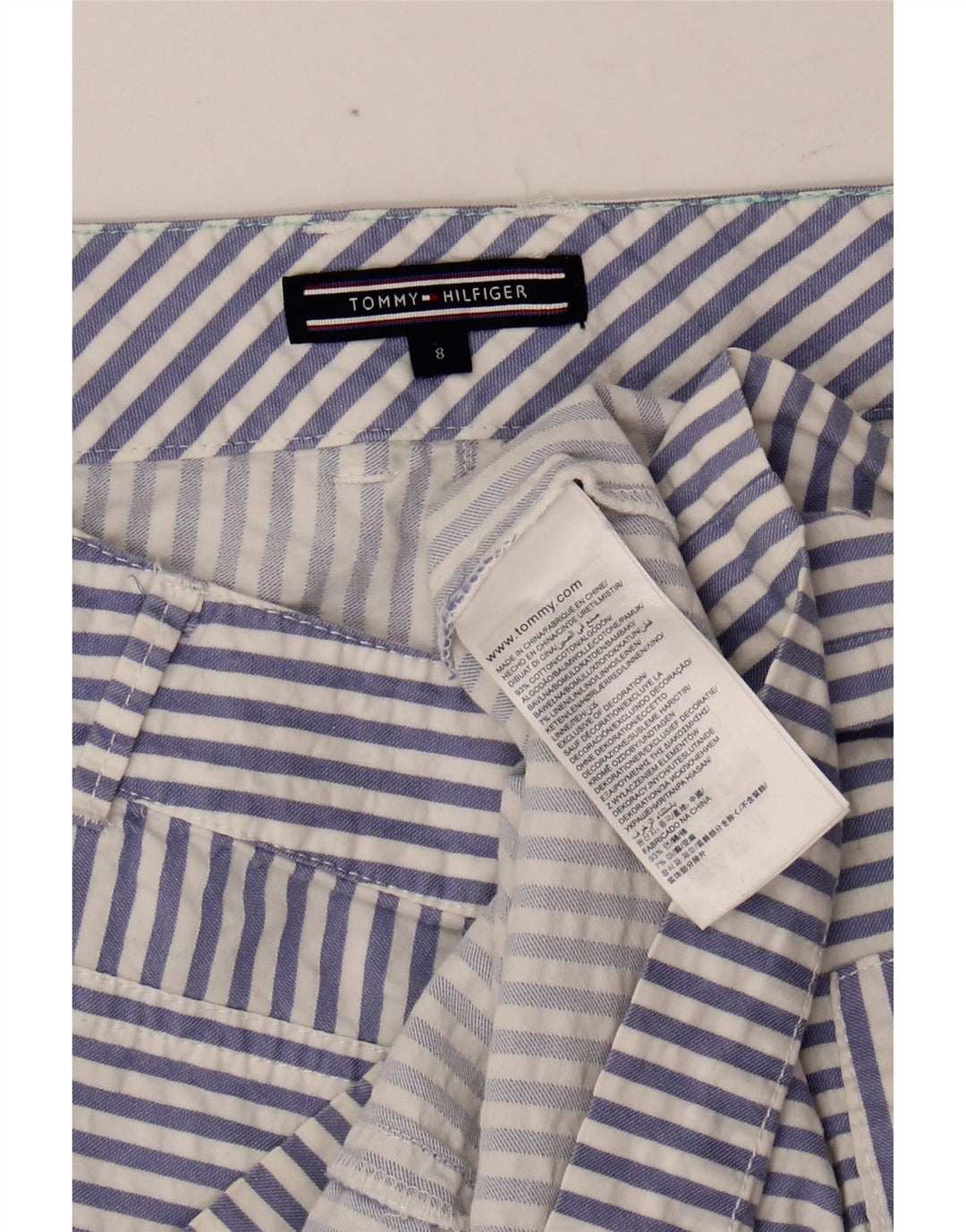 TOMMY HILFIGER Womens Mini Skirt US 8 Medium W32 Blue Striped Cotton