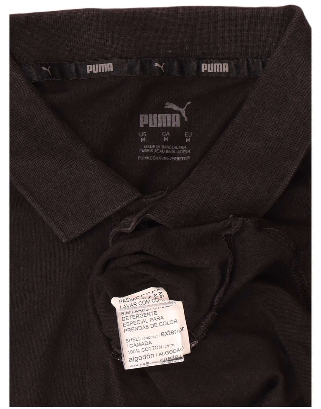 Мужская рубашка-поло PUMA среднего размера, черный хлопок