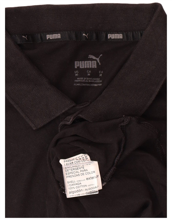 Мужская рубашка-поло PUMA среднего размера, черный хлопок