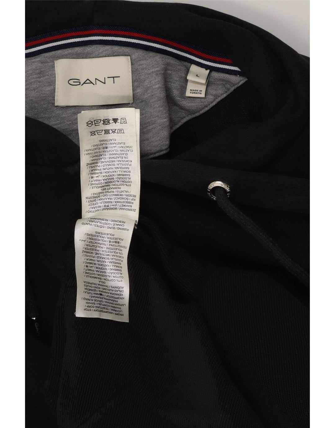 GANT Мужской свитер с капюшоном на молнии, большой черный, хлопок