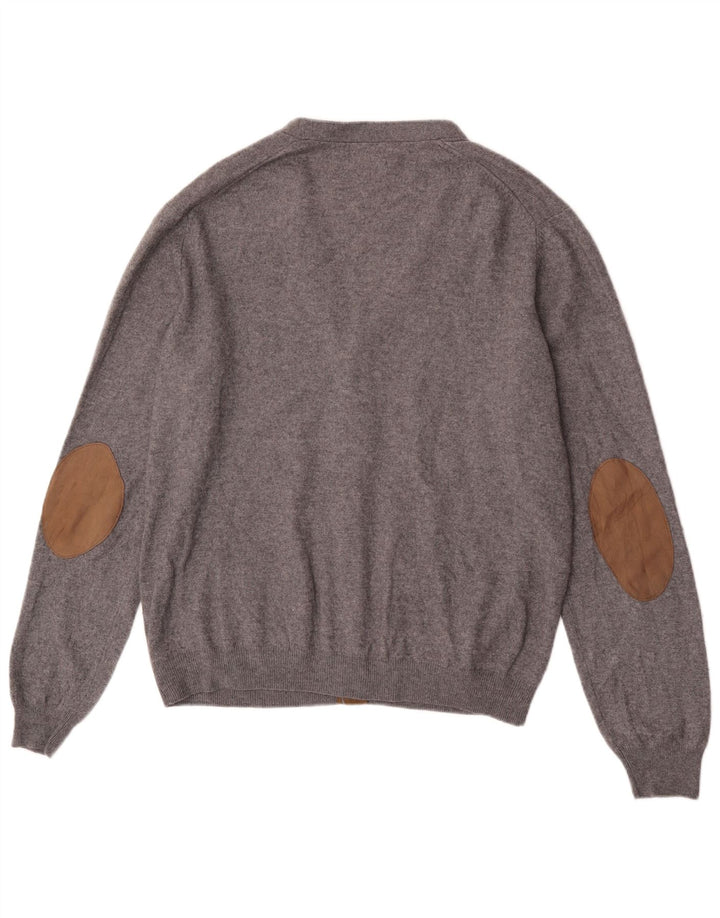Мужской кардиган Massimo Dutti 2XL Серый Шерстяной Свитер