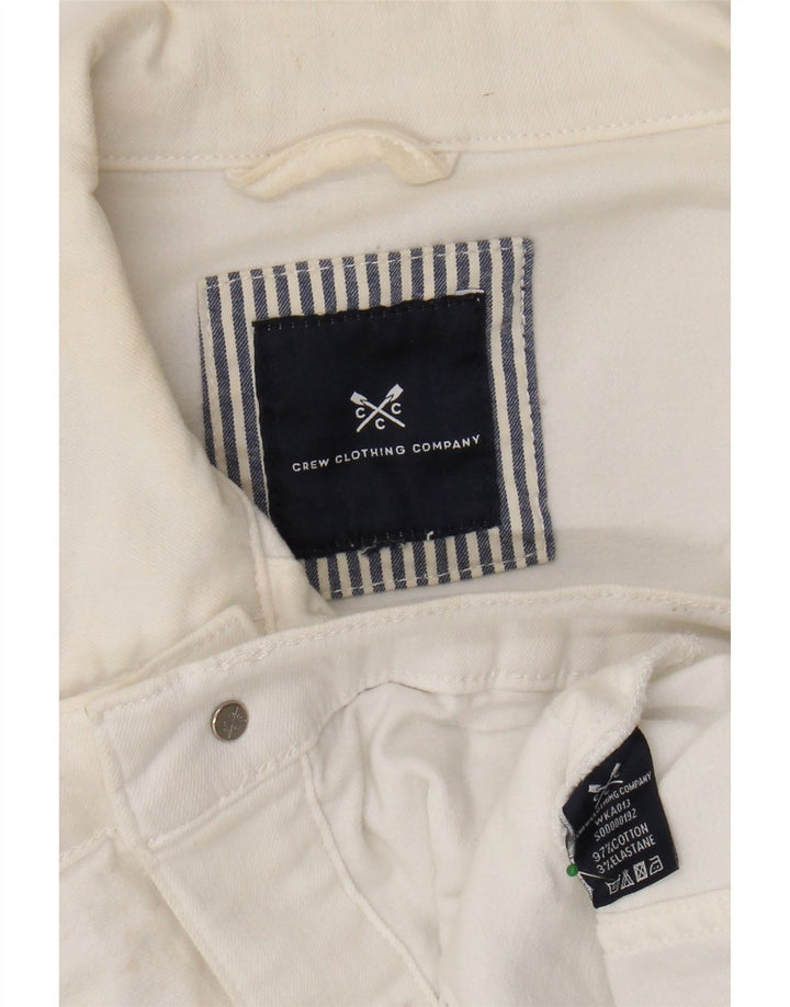 CREW CLOTHING Женская укороченная джинсовая куртка UK 14, средний белый хлопок, хлопок