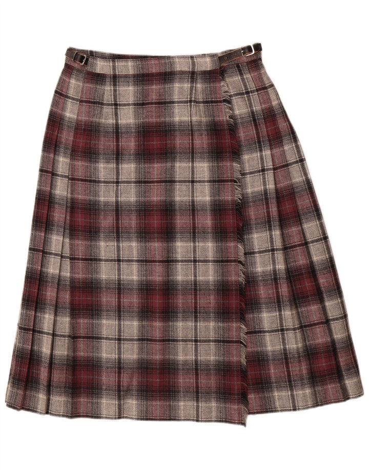 Женская плиссированная юбка с запахом Deerstalker W28, средний красный цвет, шерсть в клетку