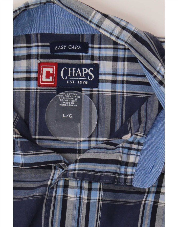 Мужская рубашка Chaps с коротким рукавом, легкая в уходе, большая темно-синяя клетка, хлопковая рубашка