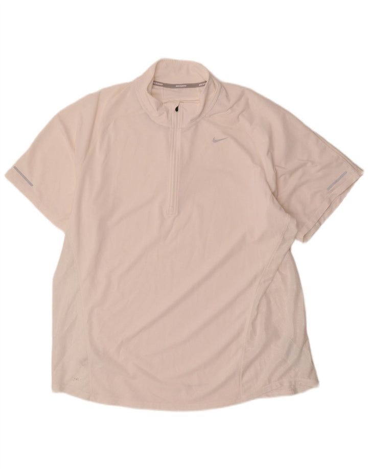 Мужская футболка Nike Dri Fit с воротником на молнии 2XL, белый полиэстер