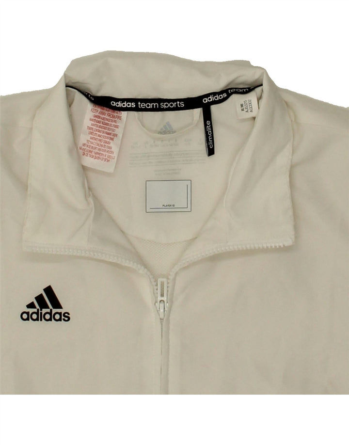 ADIDAS Boys Climalite Tracksuit Top Jacket 13-14 Years White Polyester Vintage Adidas and Second-Hand Adidas from Messina Hembry 