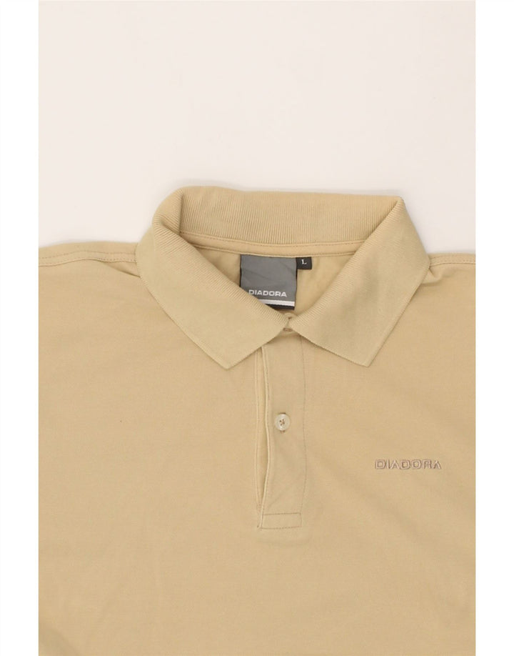 DIADORA Mens Polo Shirt Large Beige Cotton Vintage Diadora and Second-Hand Diadora from Messina Hembry 