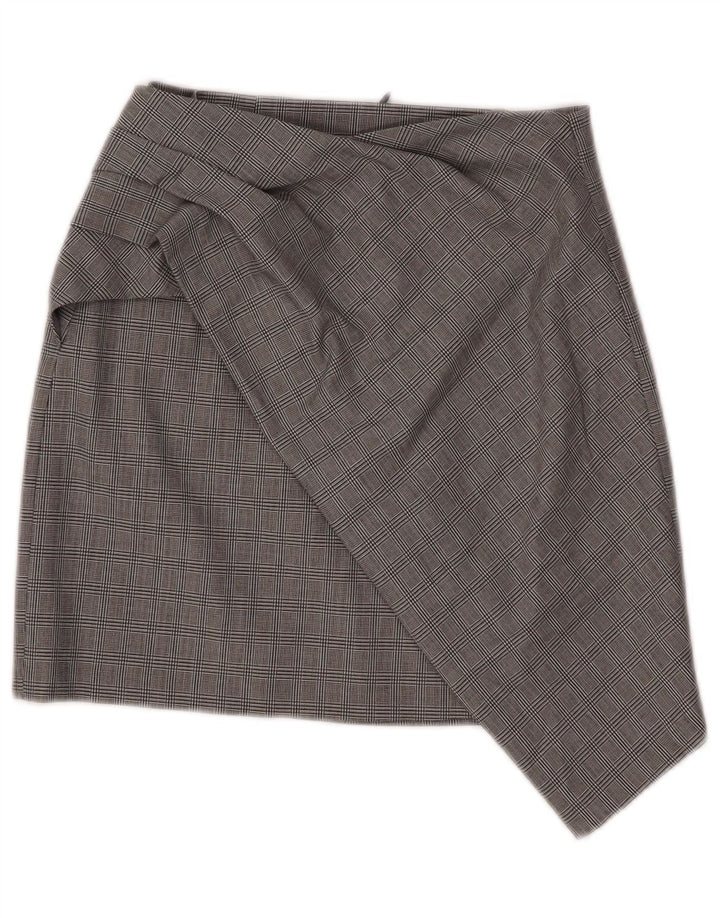 Женская мини-асимметричная юбка Zara XS W26 серая в клетку из полиамида