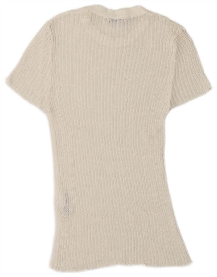 Женская футболка Zara Top UK 10, маленькая, белая, вискоза