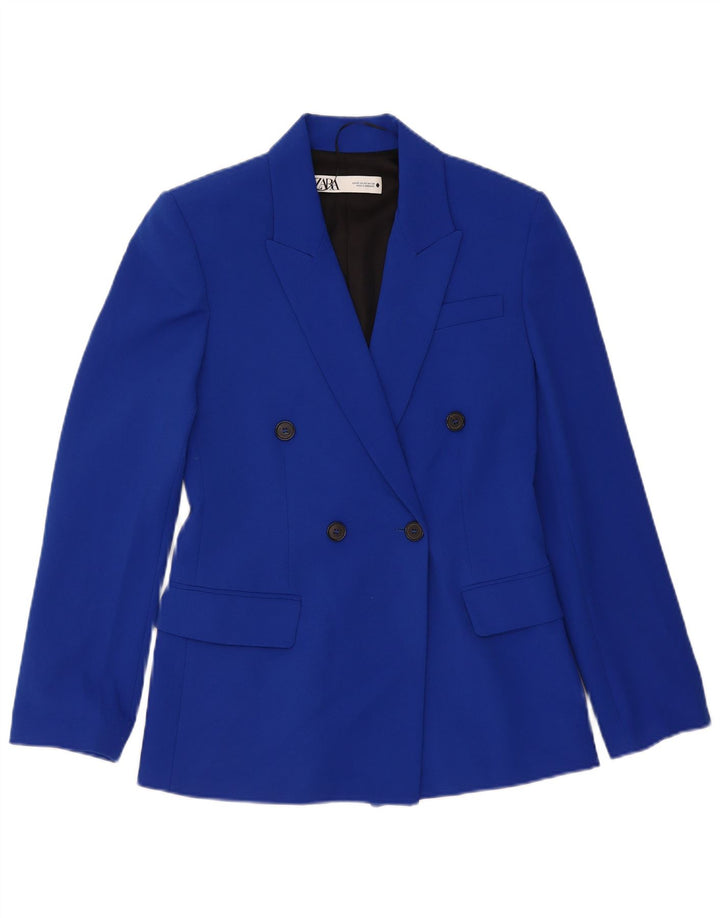 Женский двубортный пиджак свободного кроя Zara UK 6 XS, синий полиэстер