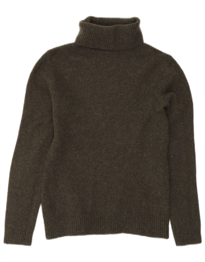 Женский джемпер Massimo Dutti с высоким воротником, Великобритания 14, большой зеленый шерстяной свитер