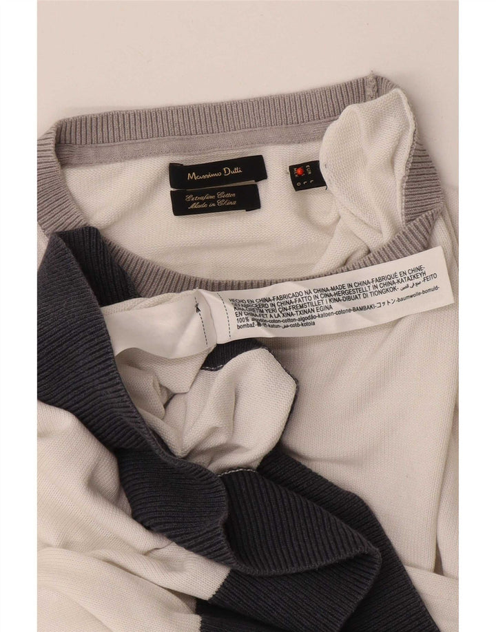 Мужской джемпер с круглым вырезом Massimo Dutti, большой белый с цветными блоками