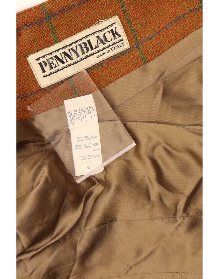 Женский пиджак Penny Black на 2 пуговицах, Великобритания 14, шерстяной средний оранжевый в клетку