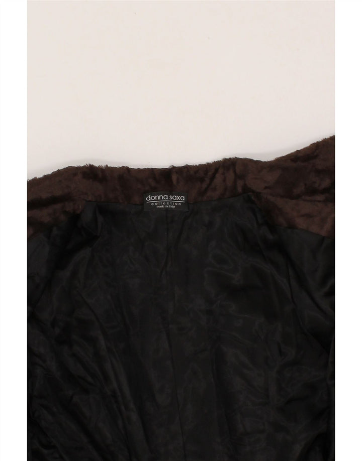 COLLECTION Womens Crop 4 Button Blazer Jacket UK 14 Medium Brown Polyester Vintage Collection and Second-Hand Collection from Messina Hembry 