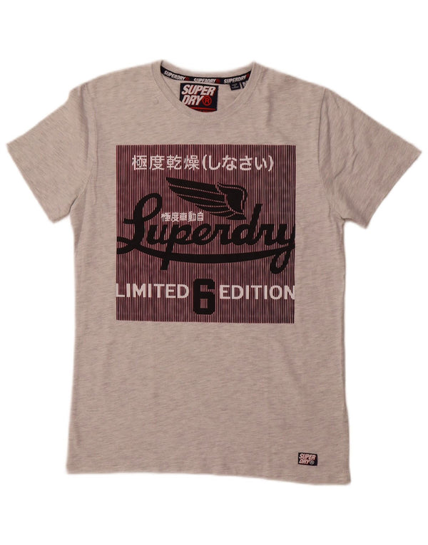 SUPERDRY Мужская футболка с рисунком Верх среднего серого цвета, хлопок