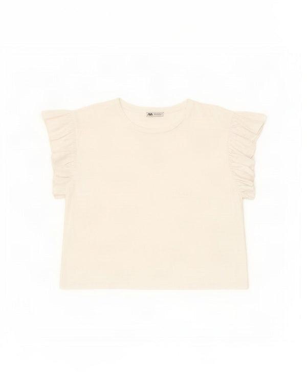 Женская футболка Zara Top UK 16, большой белый хлопок