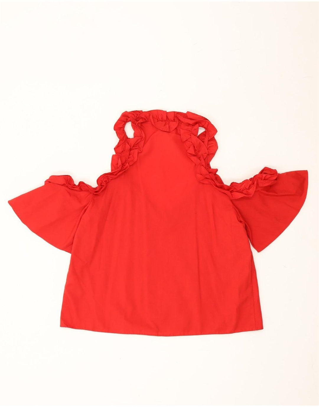 TOPSHOP Womens Off Shoulder Top UK 10 Small Red Cotton Vintage Topshop and Second-Hand Topshop from Messina Hembry 