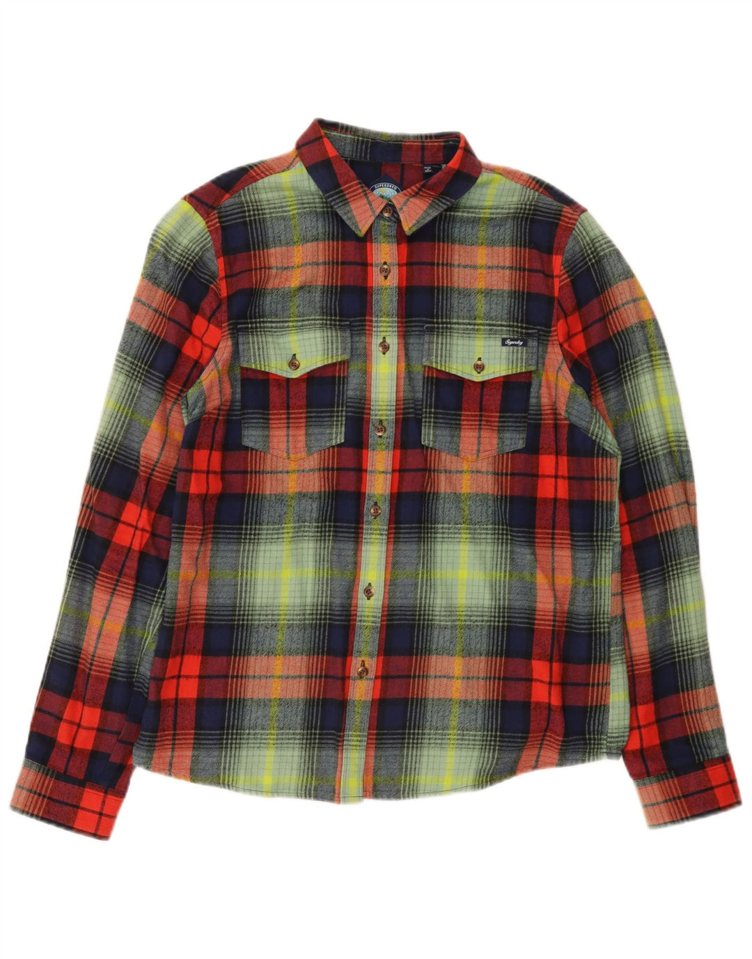 Женская фланелевая рубашка Superdry UK 12, средний разноцветный клетчатый хлопок
