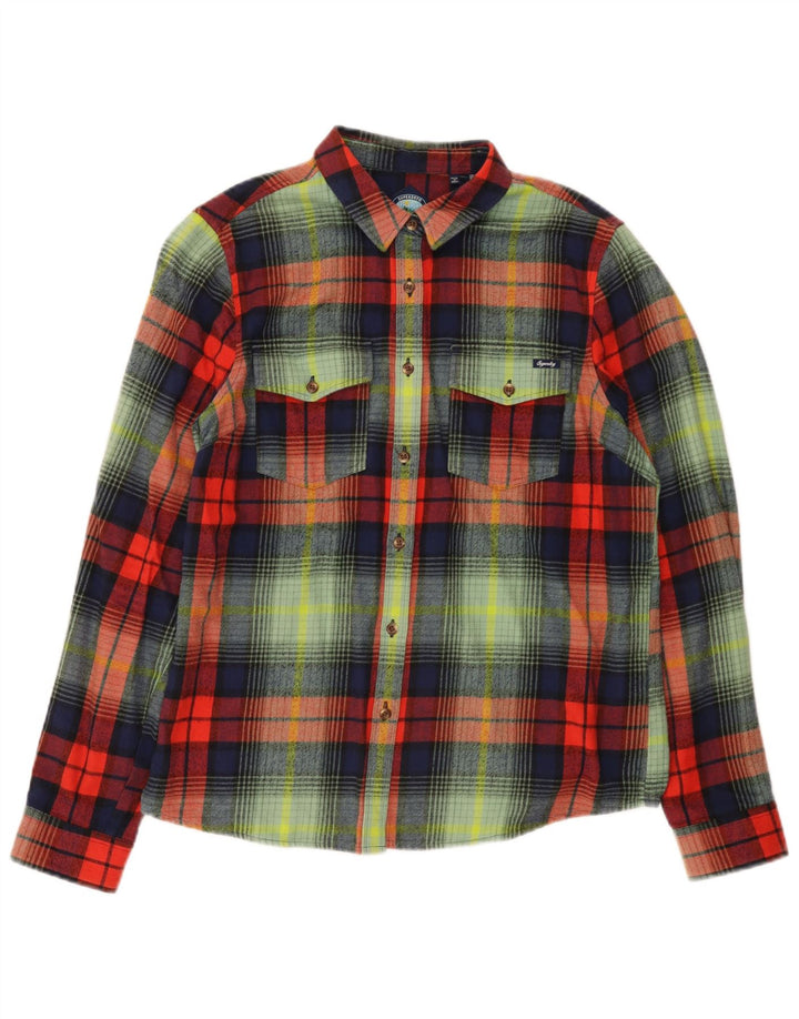 Женская фланелевая рубашка Superdry UK 12, средний разноцветный клетчатый хлопок