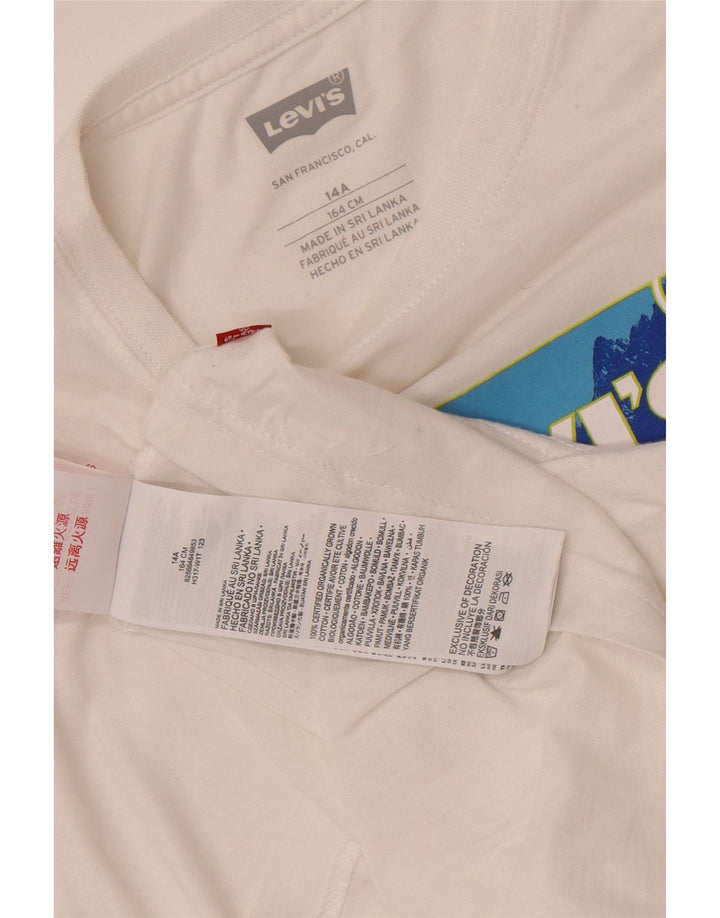 Футболка с рисунком Levi's для мальчиков, топ 13-14 лет, белый хлопок