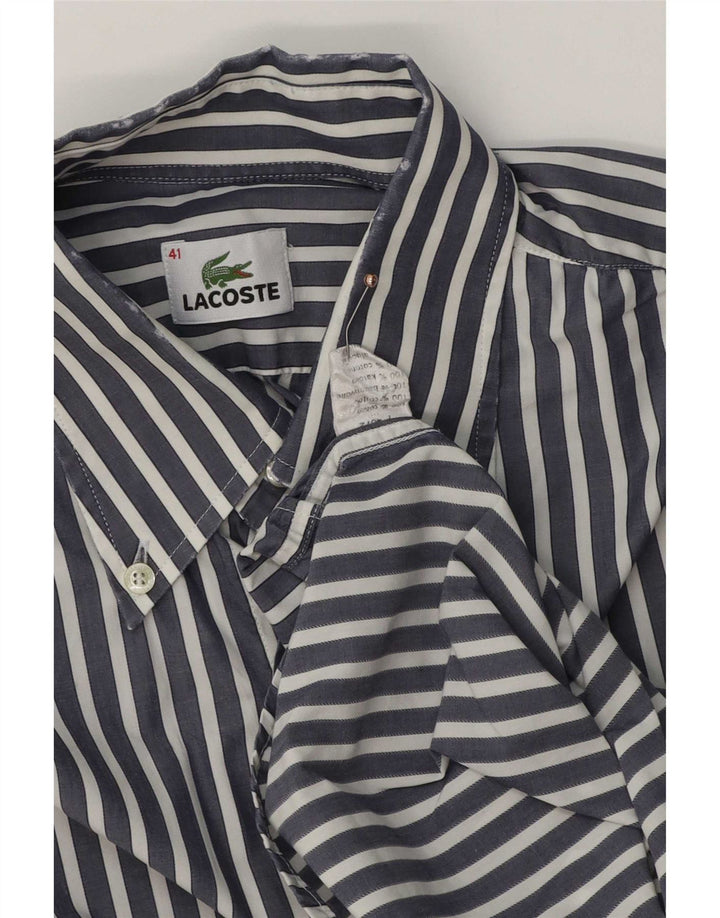 Мужская рубашка Lacoste, размер 41, средний темно-синий, хлопок в тонкую полоску