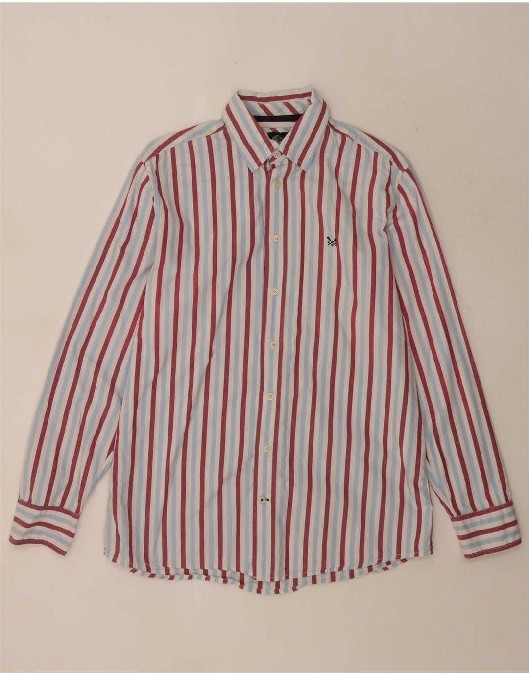 Crew Clothing Мужская рубашка классического кроя из хлопка средней синей полоски